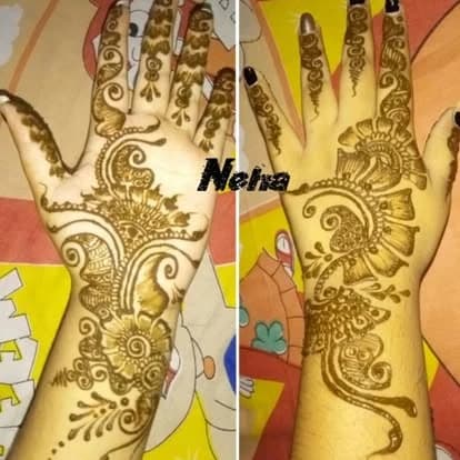 Paisley mehndi from both sides