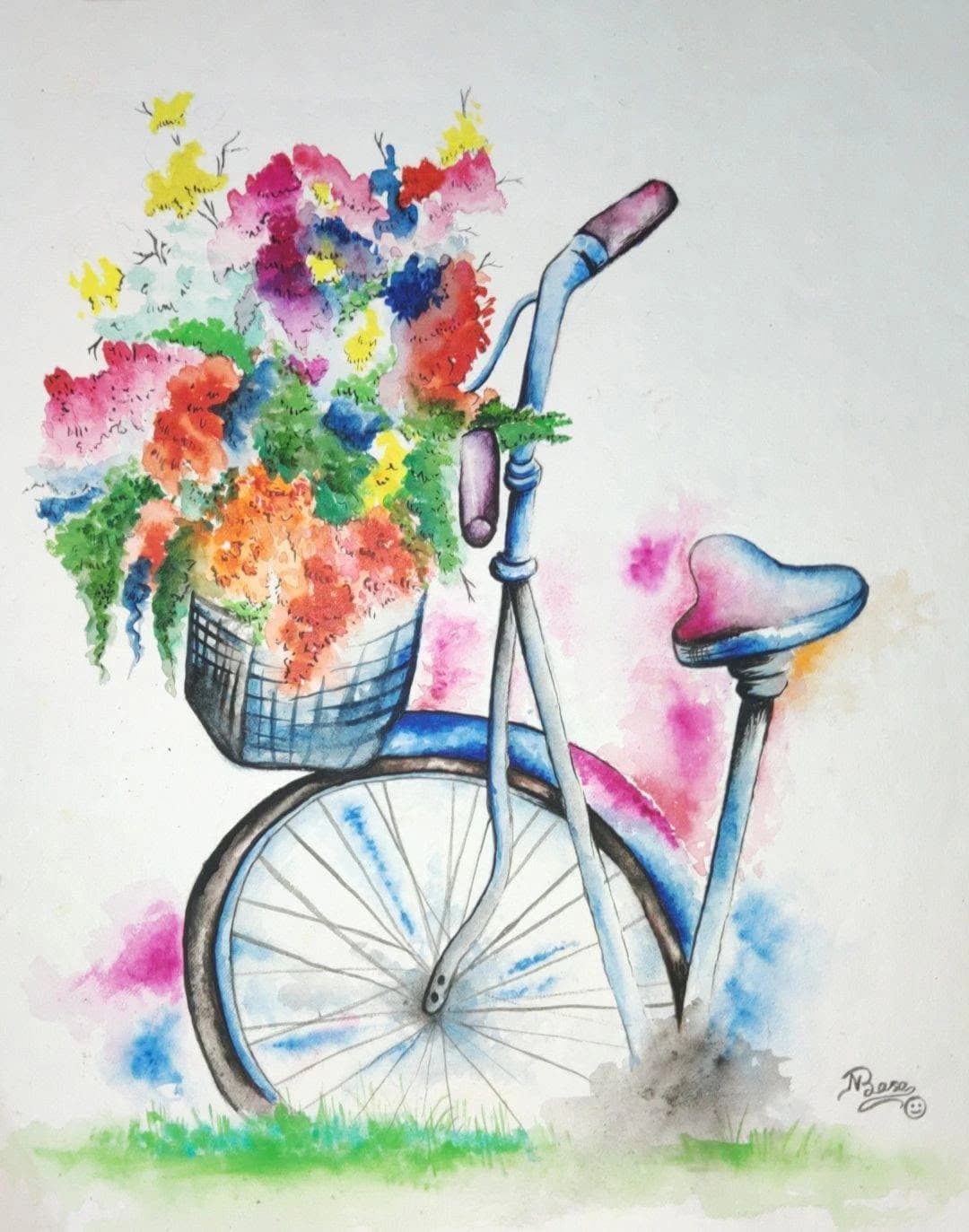 Bicycle and blossoms artwork