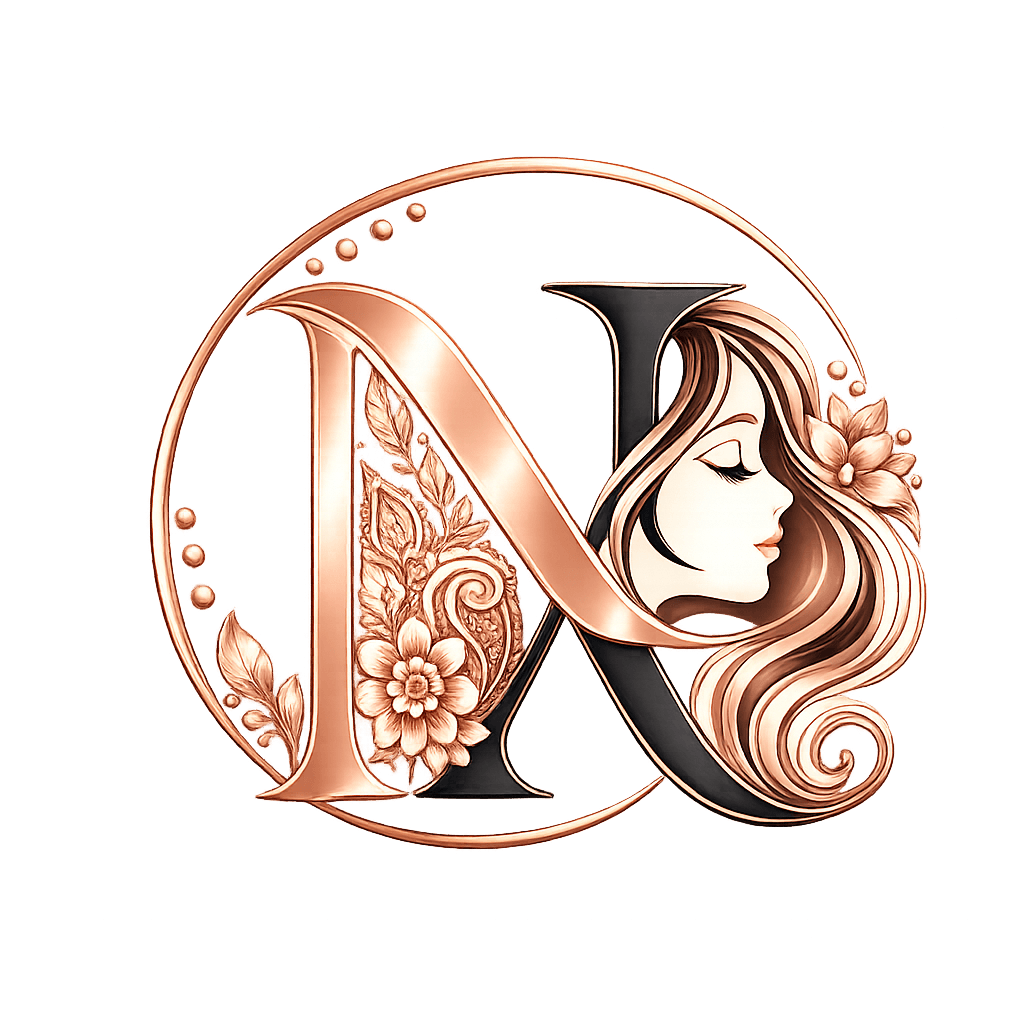 Neha Artistry circular rose-gold emblem